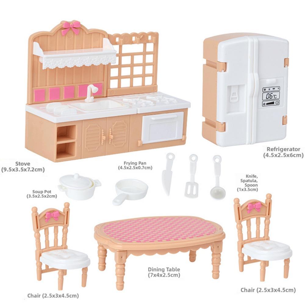 1Set 5 Styles Miniature Dollhouse Furniture Khaki Furniture Container Display Doll Game Accessoies