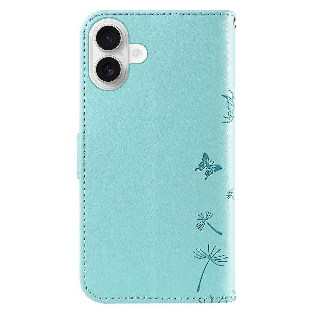 For iPhone 16 Leather Case Wallet Phone Cover Dandelion Imprint