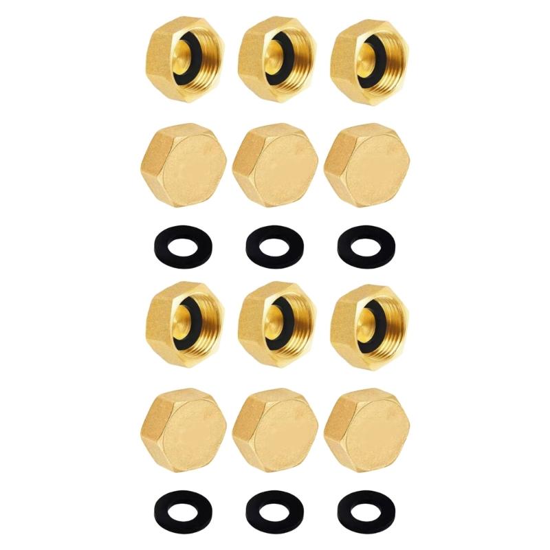 Pack of 6/8/12 Multipurpose Sturdy Brass 3/4Inch Female End Caps for Garden Hose Leak Prevention and Durability