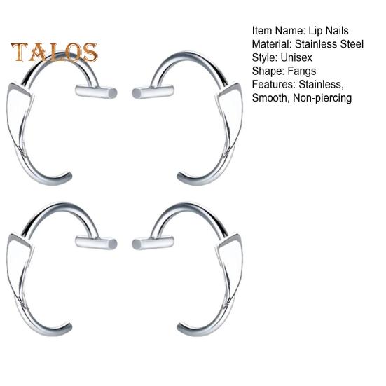 2 par leppe negler Halloween cosplay hoggtenner rustfritt stål glatt ikke-piercing polert maskerade partyshow Leppesmykker leppestifter