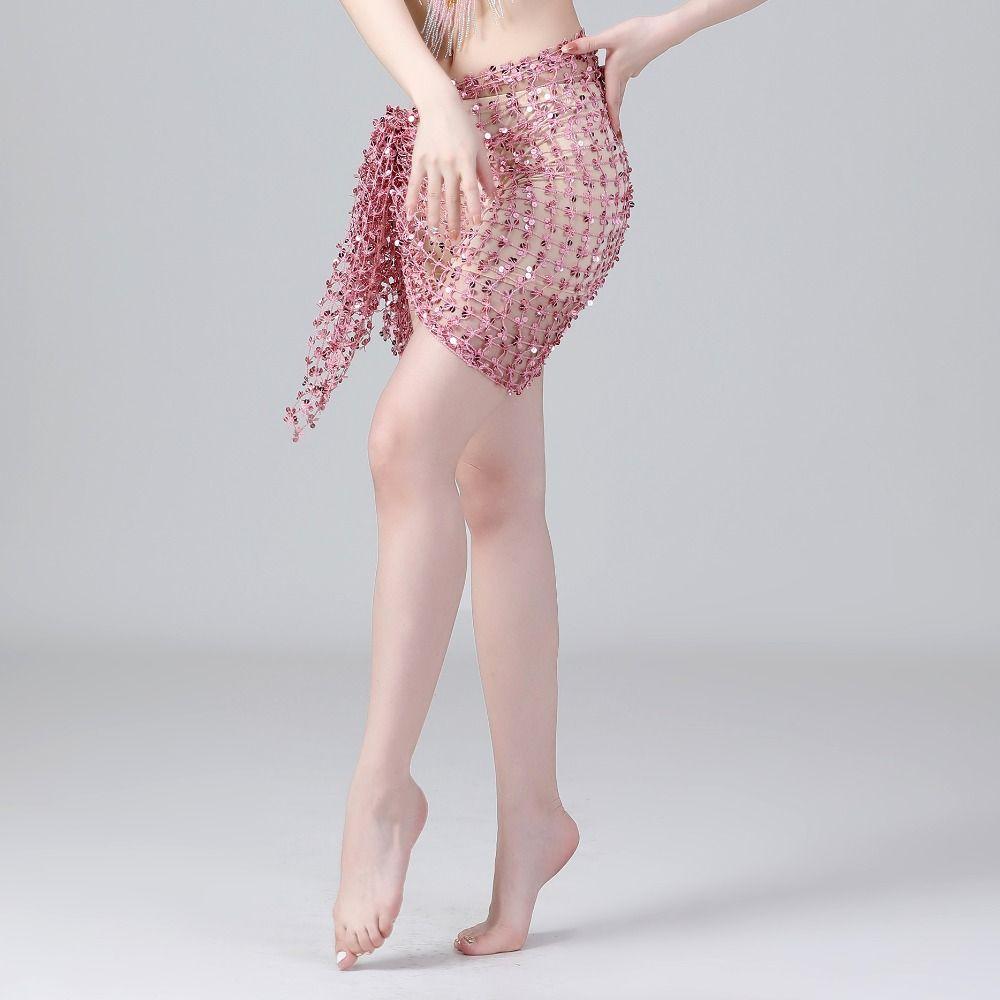 Hollow Out Belly Dance Belt Tassel Belly Dance Costumes Shiny Belly Dancing Scarf  For Women