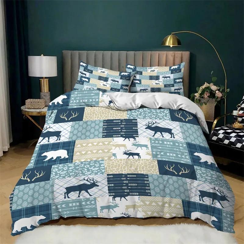 Red Christmas Duvet Cover Santa Claus Snowman Twin King Bedding Set Microfiber 2/3Pcs Cartoon Comforter Cover With Pillowcases