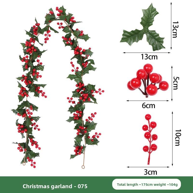 Christmas Simulation Red Fruit Vine With Artificial Pine Needles For Holiday Home Decor