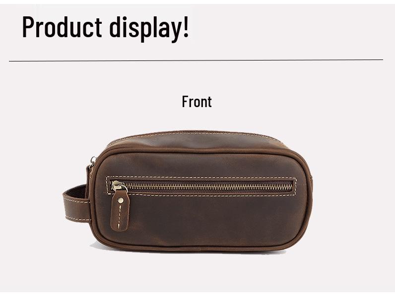 Men's Genuine Leather Clutch & Wash Bag - High-End Retro Design