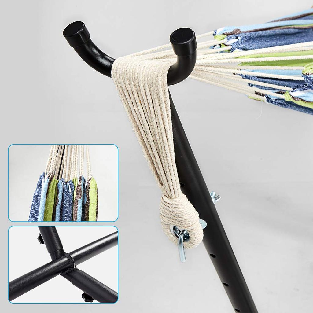 LifeFair Hängematte Freistehendes Gestell Doppel Für Innen- und Außenbereich Aufbewahrungstasche Tragfähigkeit 300kg Set, Größe, Verwendung, Enthalten,