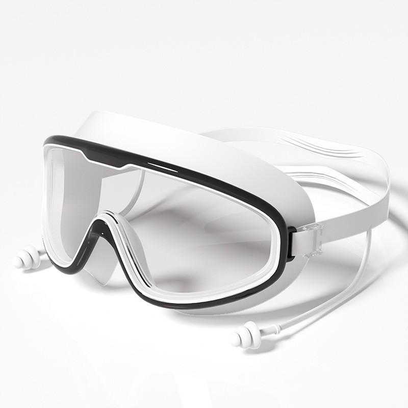 

Adult Swimming Goggles Waterproof Anti-fog Plated Glasses Nose Clip Set Diving