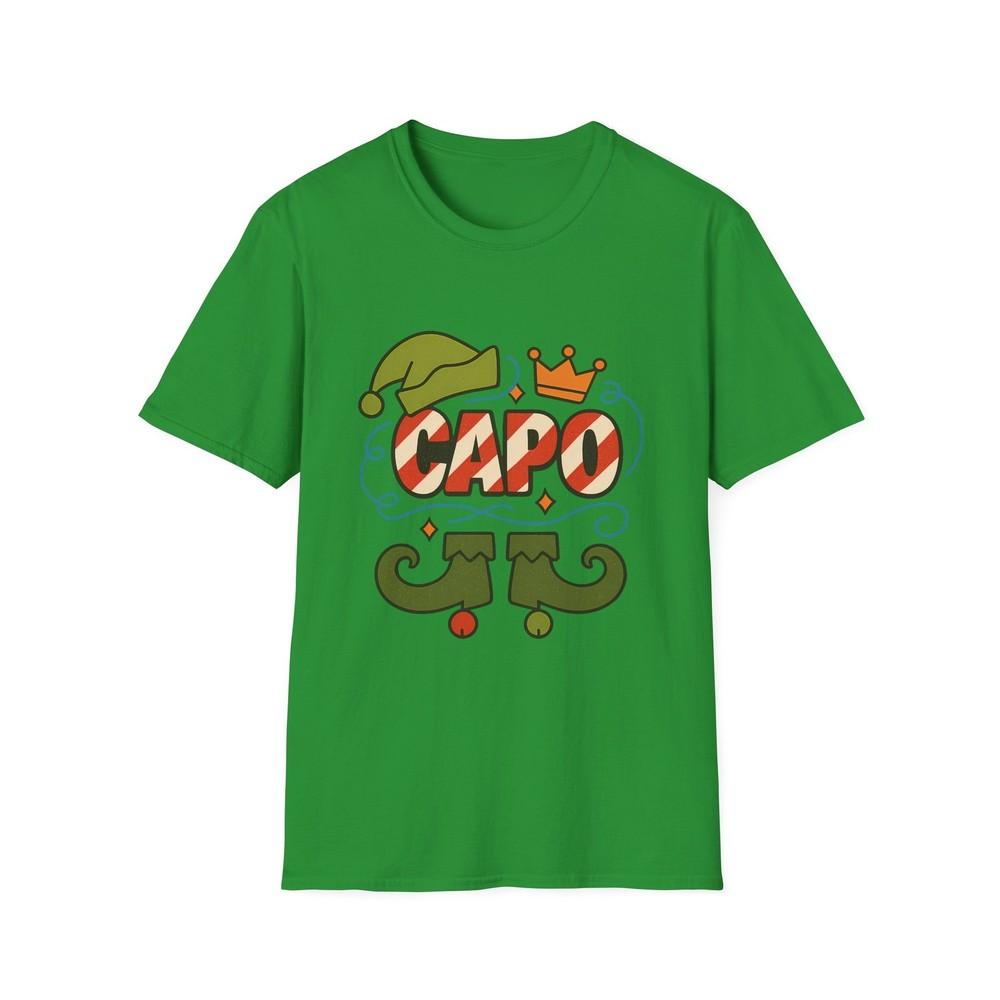 

Unisex Softstyle T-Shirt CAPO Elf Candy Cane Crown Christmas Holiday 2XL