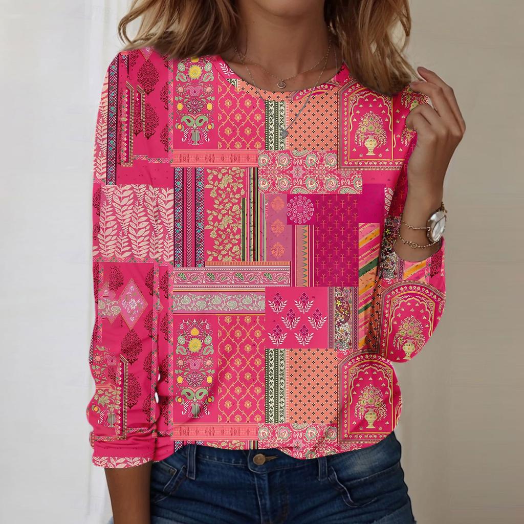 Langarmshirts für Damen, niedlicher Aufdruck, Grafik-T-Shirts, Blusen, lässig, Übergröße, Basic-Tops, Pullover