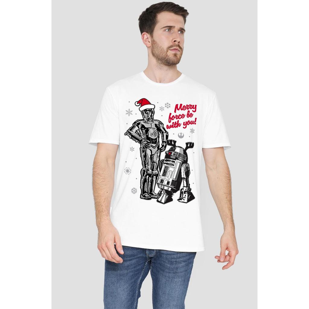 STAR WARS Mens Merry Christmas Droids T-Shirt