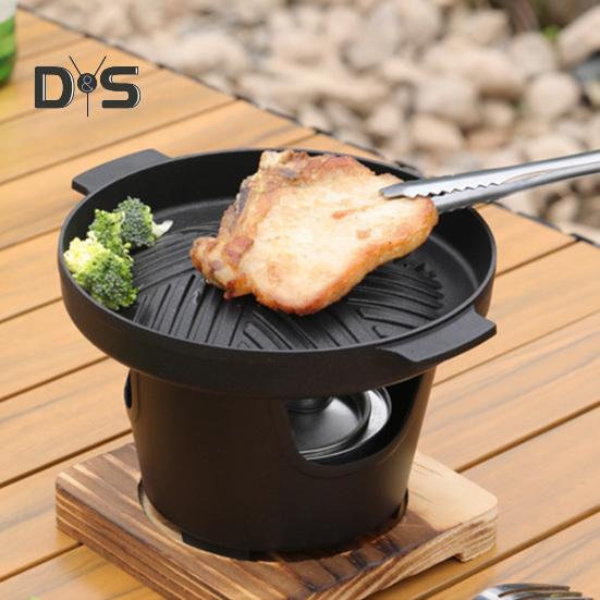 Mini-BBQ-Alkoholkocher, japanischer Kochofen für eine Person, antihaftbeschichtete Grillplatte für den Außenbereich, für Camping-Picknick, multifunktionale Grillwerkzeuge