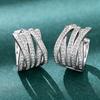 Exquisite Fashion Multilayer Zircon Lines Cross Hoop Earrings for Women High Quality Stainless Steel Korea Earring Bride Jewelry