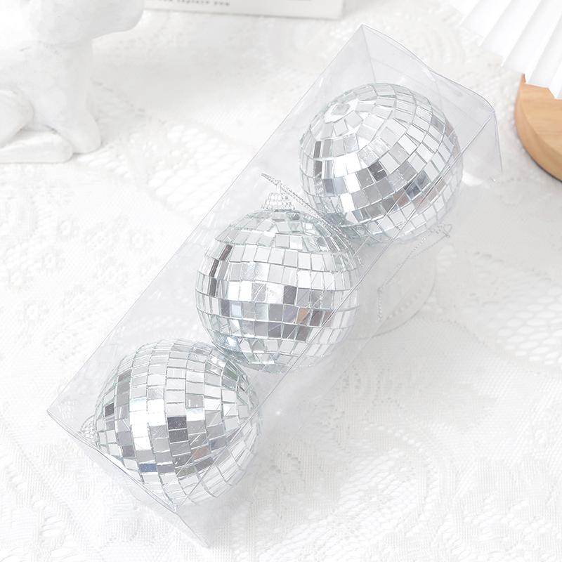 12Pcs Disco Ball Glass Silver Christmas Decoration for Disco Carnival Theme Music Party Cake Decor Sparkling Christmas Tree Gift