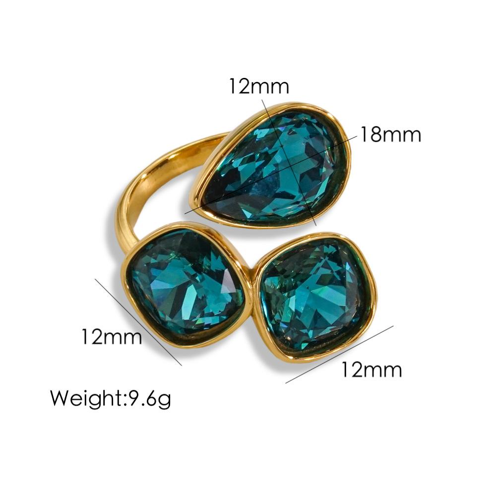 CARLIDANA Fashion Jewelry Open Rings 18K Gold Plated Stainless Steel Simple Multi-Color Crystal Ring For Women Jewelry