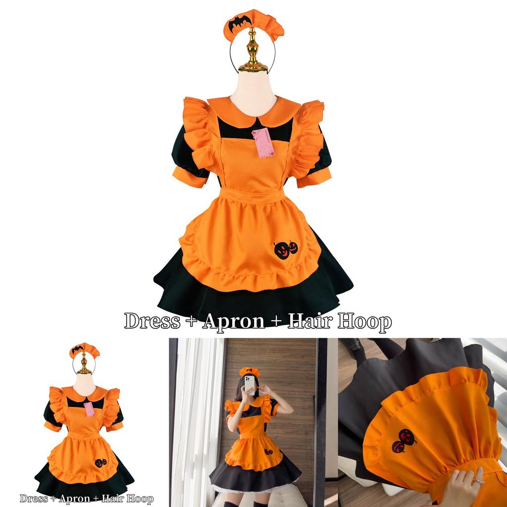 Sexy Lolita Pumpkin Maid Costume Dress For Halloween Party