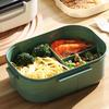 1200ml Bento Lunch Box Double Layer Insulation Lunch Box Container with Fork Spoon for Students Office Workers Green