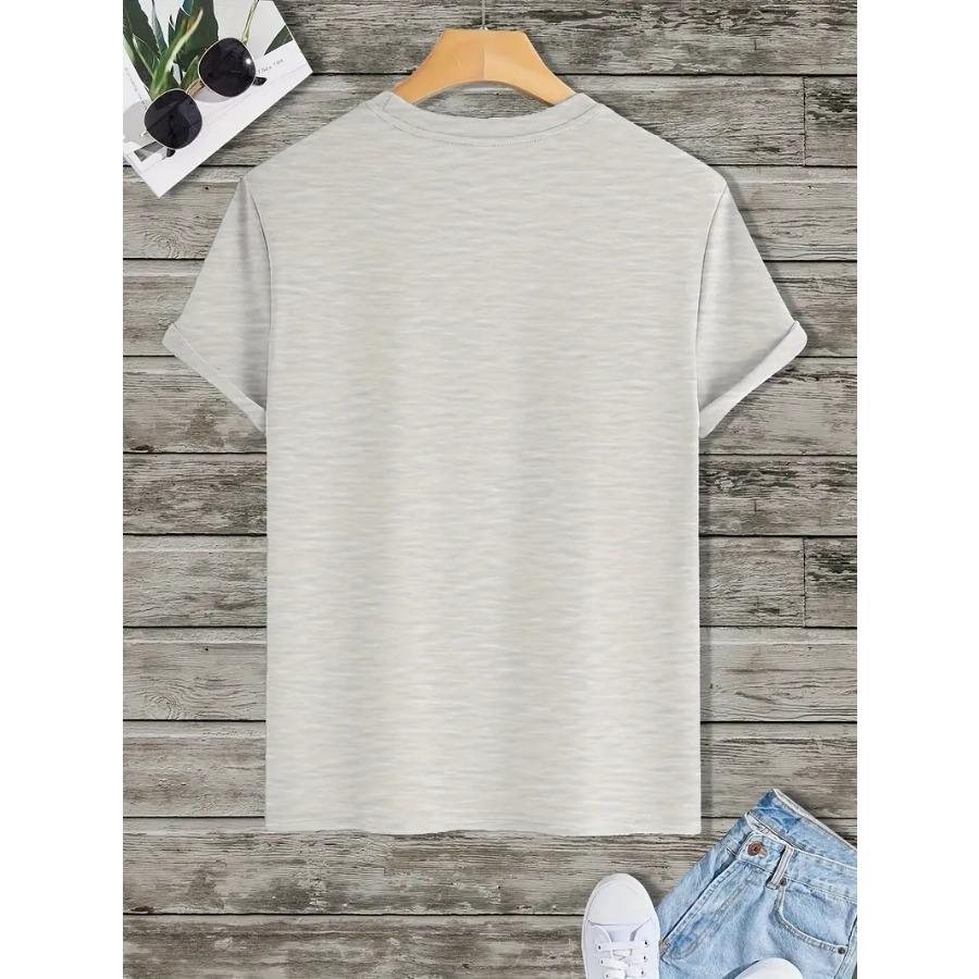 Star In A Circle Print T Shirt, Tees for Men, Casual Short Sleeve T-shirts for Summer