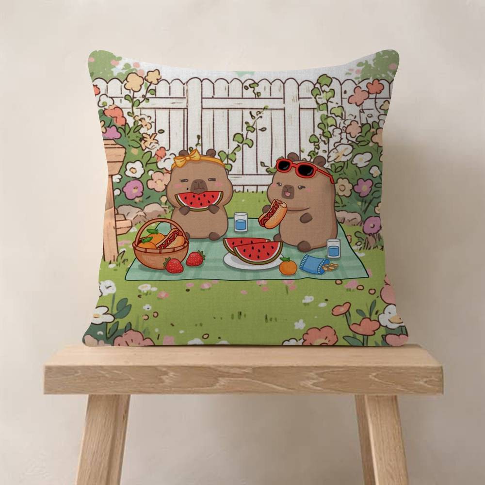 Anime CCapybara Cartoon Cute  Personalized Pillow Cover Kids Bedroom Wild Party Decor Pillowcase kid Birthday shower Gift