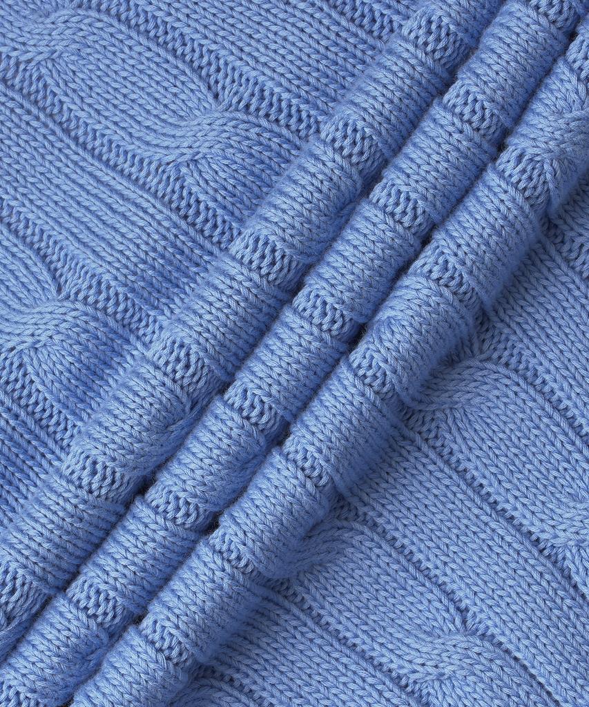POLO RALPH LAUREN Cable Knit Cotton V-Neck Sweater - Blue