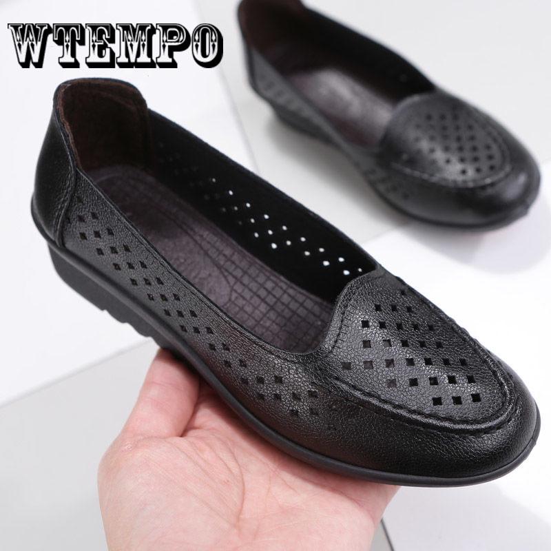 Handmade Leather Soft Shoes Female Flats Lady Round Toe Shoes Loafers Casual Shoes Women