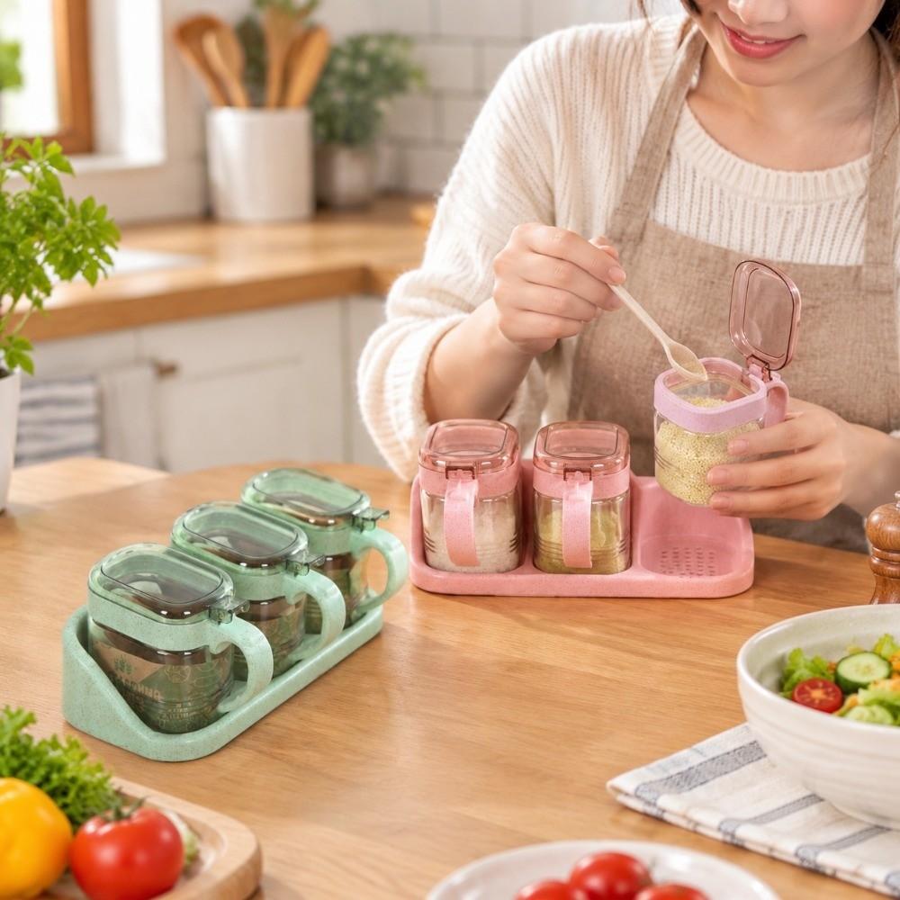Dust-proof Spice Storage Bottle Food Grade Seasoning Box Set Durable Spice Container Cooking Use
