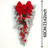 45/60cm Christmas Tree With Red Bow Christmas Ball For Front Door Window  Flocking Wreath Xmas Ornaments Christmas Decorations