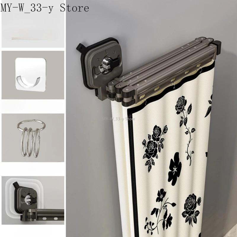Foldable Waterproof Shower Curtain with Suction Cups No Drilling for Bathroom Partition Dry and Wet Separation EVA Curtain