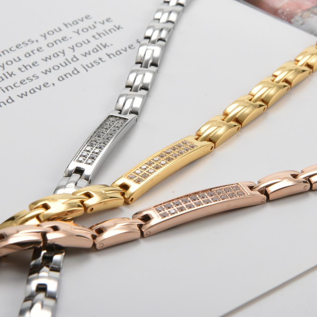 Simple Fashion Magnet Bracelet Men and Women Energy Zircon Bracelet Stainless Steel Bracelet