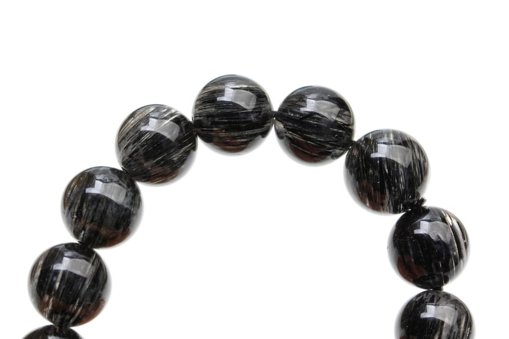 Black Rutilated Quartz Power Protection from Good Brazilian Natural Prayer Beads Black Rutilated Quartz [K.KOUOKU] Bracelet, Stone, Evil, Luck, Stone,