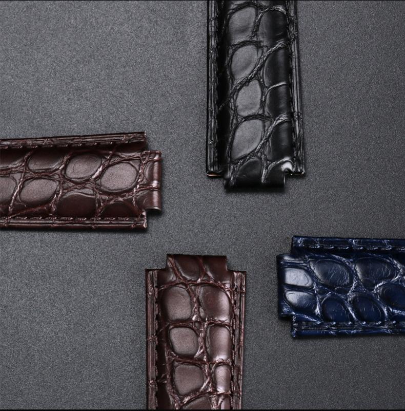 16 18 20 22m For Cartier blue balloon leather watchband Blue crocodile skin convex men women Folding buckle watch strap bracelet