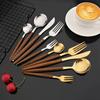 20-Piece Premium Stainless Steel Silverware Flatware Set - Ergonomic Wooden Handle, Mirror Polished,  Service for 4