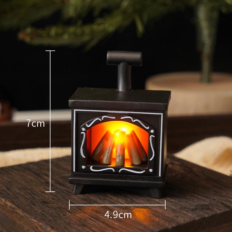 Creative LED Mini Fireplace Simulation Lamp - Retro Christmas Ornament and Electronic Candle Decor