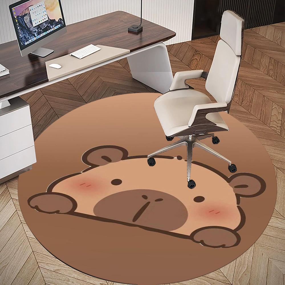 1 Stück Süßes Capybara Tier Kawaii Runder Stuhlmatte Teppich - Rutschfest, Fußmatte für Büro, Schlafzimmer, Heimdeko Weihnachtsgeschenk c0528106