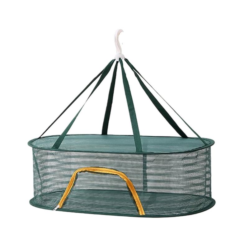 

Портативна складна сушильна сітка для дому та кемпінгу, сушарка для овочів з дихаючою сіткою, багатоцільовий кошик для зберігання риби Medium 1st floor темно-зелений колір