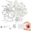 DICOSMETIC 40Pcs Stud Earrings 925 Sterling Silver Earrings Posts 0.7mm Small Silver Pearl Cup Stud Earring Setting and 40pcs Stainless Steel Ear