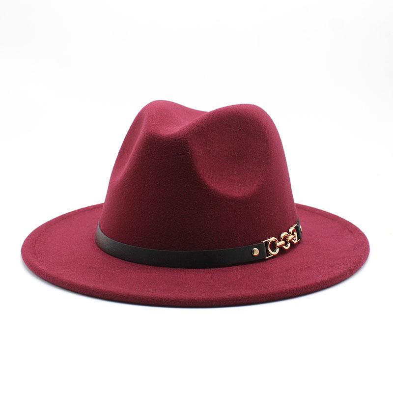 Flat Edge Woolen Top Hat, Belt Buckle, Big-Brimmed Felt Hat, Plain Weave Top Hat