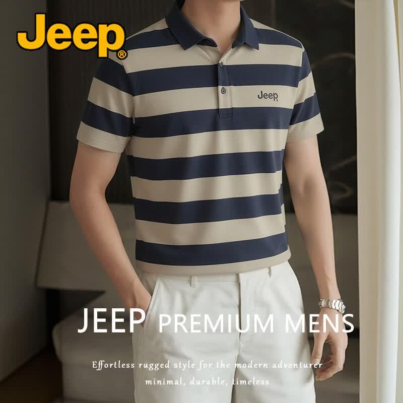 Jeep Men s Summer Pearl Cotton Anti-Wrinkle Polo Shirt 2XL
