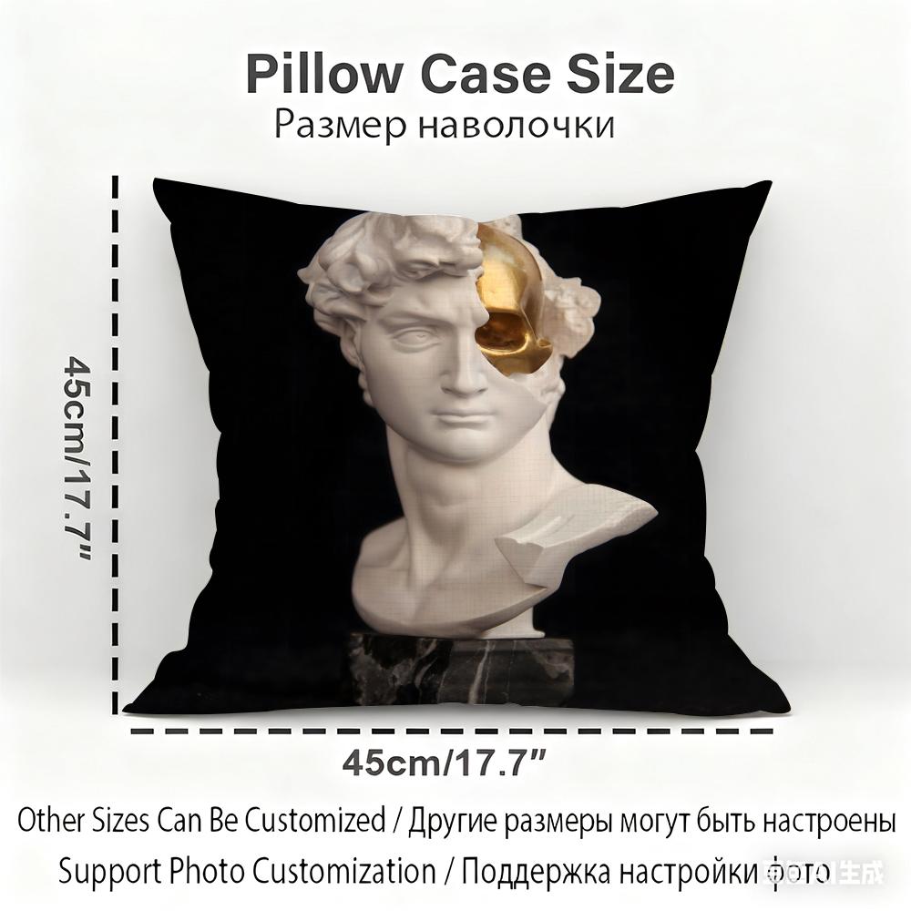 David Sculpture Cushion Cover Household Decoration Linen Sofa Cushion Cover: Skin-Friendly & Breathable With Invisible Zipper