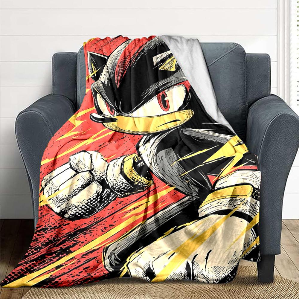 1pc Sonic Hedgehog Flannel Blanket, Soft Skin Friendly with Digital Printing, Various Sizes Available for Family, Friends, Birthday