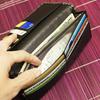 [Koto Inden] Japanese Leather Wallet Men's Long Wallet Thin Hyotan Unisex Inden Lacquer Traditional Japanese Pattern (Black)