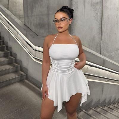 Moteriški seksualūs klubiniai drabužiai Suknelė be rankovių, siaura, aptempta uniforma kambarinė, raukinta suknelė, miela suknelė