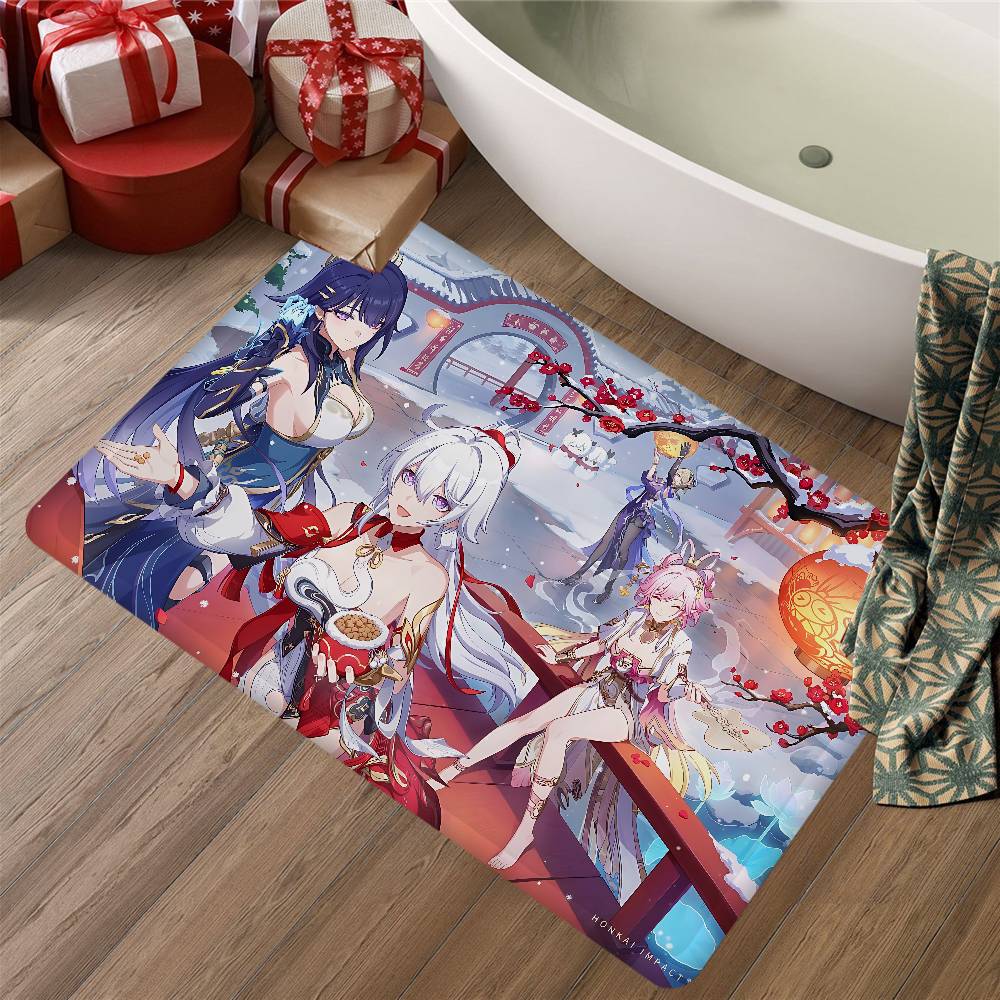 Honkai Impact Game Hallway Carpet Non-Slip Laundry Room Mat Laundry Decor Balcony Child Living Room Bedside Area Rugs