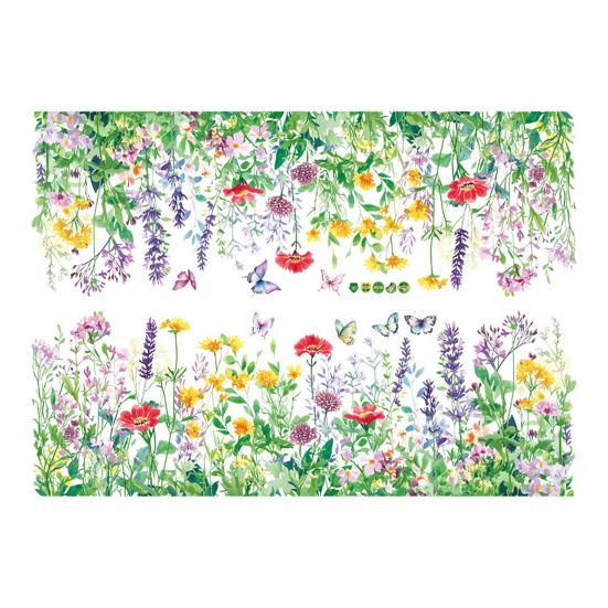 Blumen Wandaufkleber Abnehmbar Selbstklebend Bunte Schmetterling Blumen Wanddeko für Mädchenzimmer Schlafzimmer Wohnzimmer Kinderzimmer
