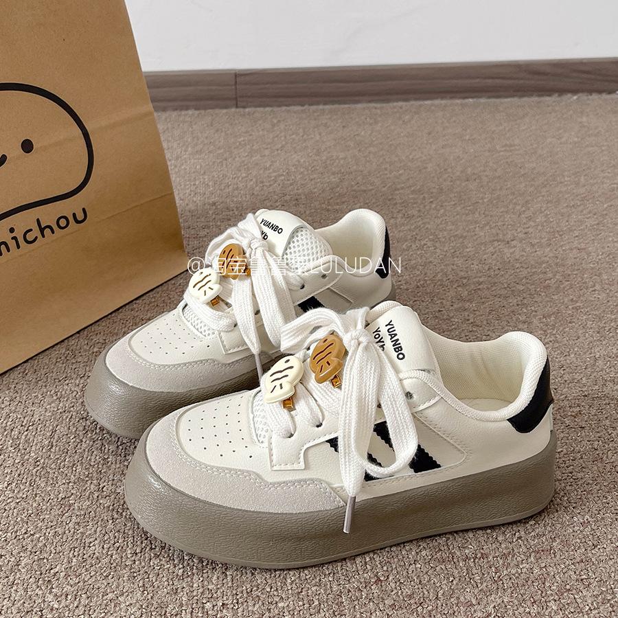 2025 new popular original niche design thick-soled versatile bread shoes yellow Dexun board shoes casual shoes tide