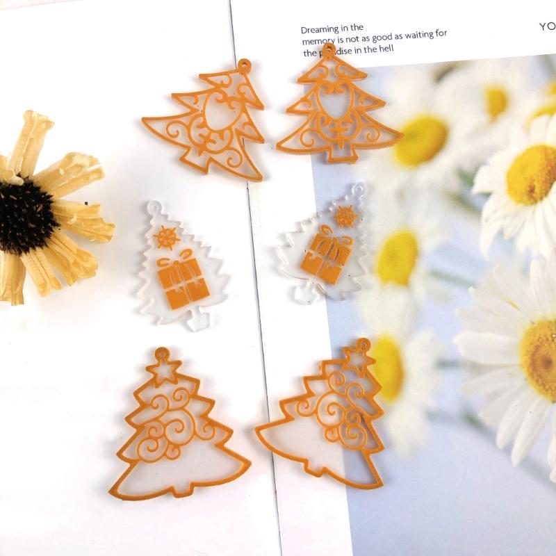 9 Pcs Diy Christmas Tree Assembled Earrings Mold Crystal Epoxy Diy Decorative Pendants Jewelry Resin Mold for Crafts