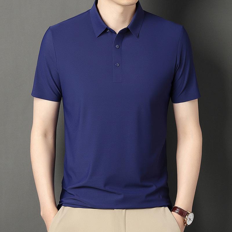 2024 Men's Summer Seamless Short-Sleeve Polo Ice Silk Stretch Shirt