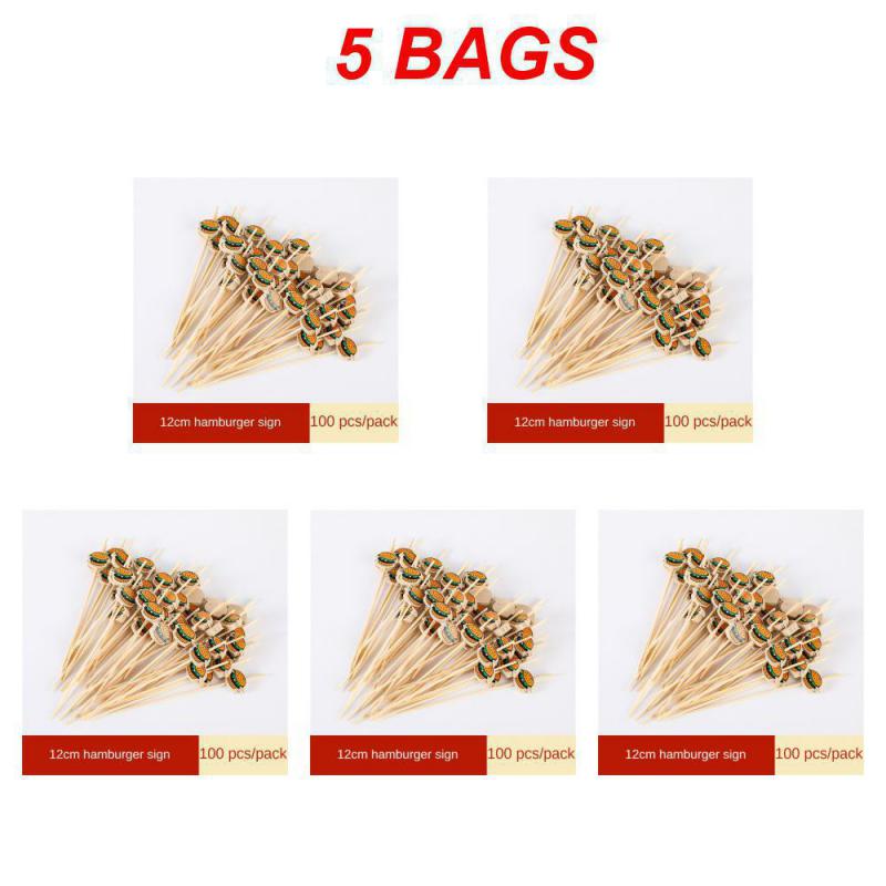 Hamburger Garnish Bamboo Stick Disposable Fruit Stick Snack Skewers Party Buffet Bamboo Food Picks Sandwich Decor