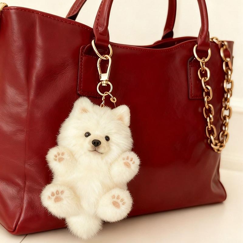 Cute Samoyed Plush Pendant Keychain Super Healing Doll Bag Decoration Gift Girl Small Toy Pendant