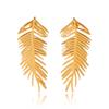 European & American Leaf Feather Stainless Steel Long Dangle Earrings - Stylish, Versatile, Light Luxury Jewelry for Women.