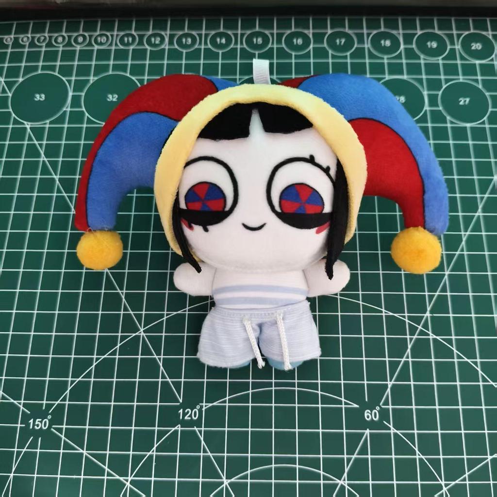 New 10cm Mini Pomnis Cotton Doll Cute Cartoon Pink Clown Printed Plush Pendant Fan Made Derivative Stuffed Toy Lovely Bag Toys