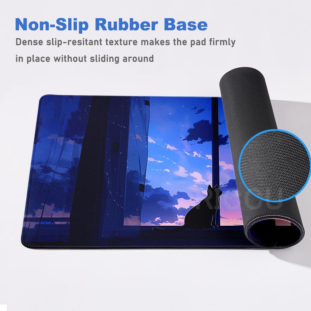 Süßes Katzen-Mauspad Großes Computer-Gamer-Tischpad XXL Gummi-Gaming-Tastatur-Mauspad Buntes Wolken-Schreibtischpad Büroaccessoires
